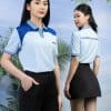 Đồng phục công ty màu xanh biển - TT502, hai nữ quay các hướng