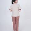 Bộ buồng phòng khách sạn màu be phối vest, lưng áo nữ, toàn thân