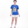 Áo đồng phục team building màu xanh bích - TT1802, nữ đứng thẳng