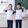 Đồng Phục Thể Dục Trường Học Tiểu Học Màu Trắng Phối Quần Màu Xanh Than- TDTH028 - Ảnh 3