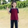 Đồng Phục Thể Dục Trường Học Tiểu Học Màu Đỏ Đô Phối Quần Màu Xanh Than - TDTH037 - Ảnh 3