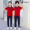 Đồng Phục Thể Dục Trường Học Tiểu Học Màu Đỏ Phối Quần Màu Xanh Than- TDTH015 - Ảnh 2