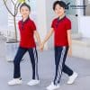 Đồng Phục Thể Dục Trường Học Tiểu Học Màu Đỏ Phối Quần Màu Xanh Than- TDTH015 - Ảnh 3