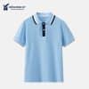 Đồng phục thể dục trường học trung học màu xanh dương phối quần màu xanh đen - TDTRH002, mặt trước áo rời