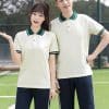 Đồng Phục Thể Dục Trường Học Trung Học Màu Kem Phối Quần Màu Xanh Than - TDTRH033