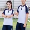 Bộ thể dục raglan viền cổ TDTRH041 màu trắng phối xanh than, viền đỏ