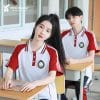 Đồng phục thể dục trường học trung học màu trắng phối đỏ - TDTRH004