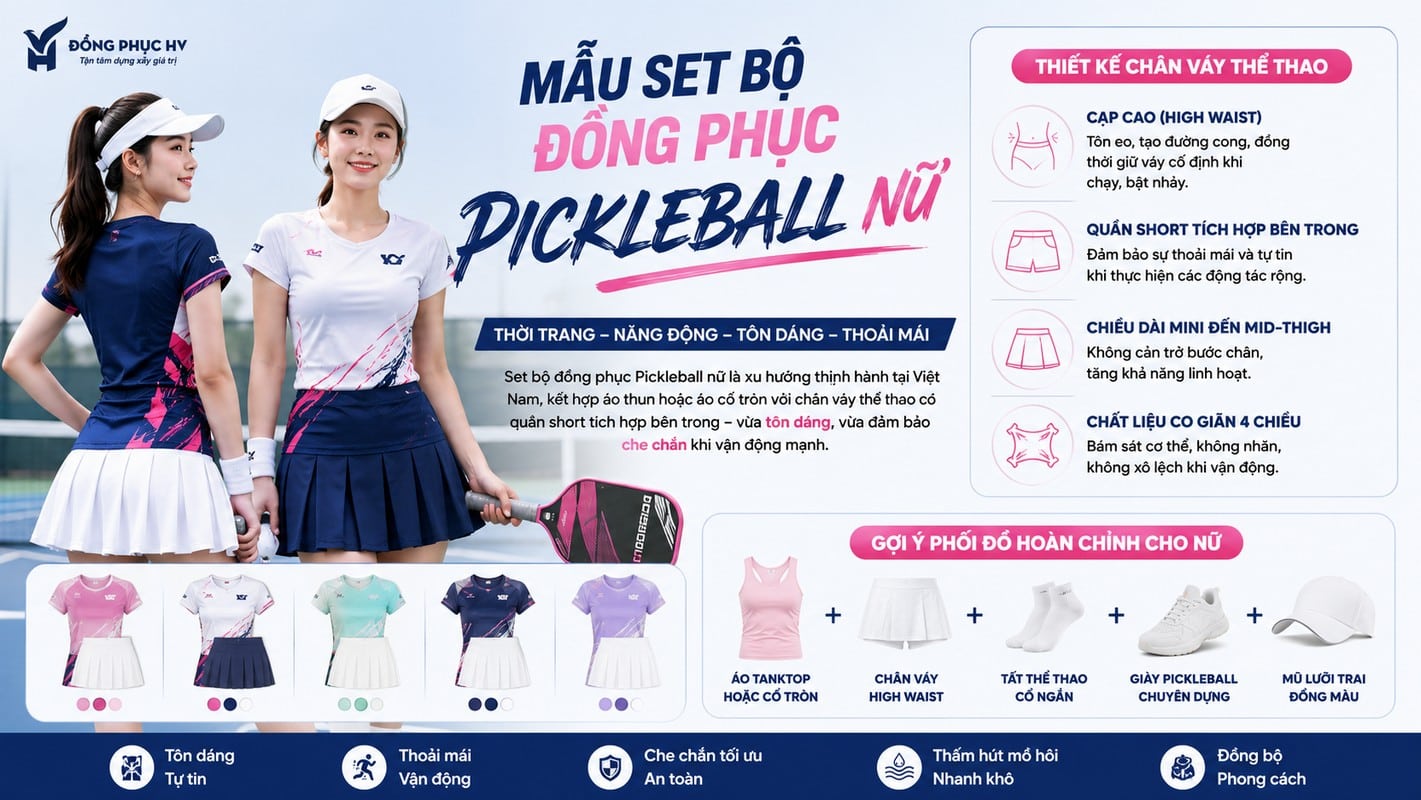 Minh họa set đồng phục pickleball nữ