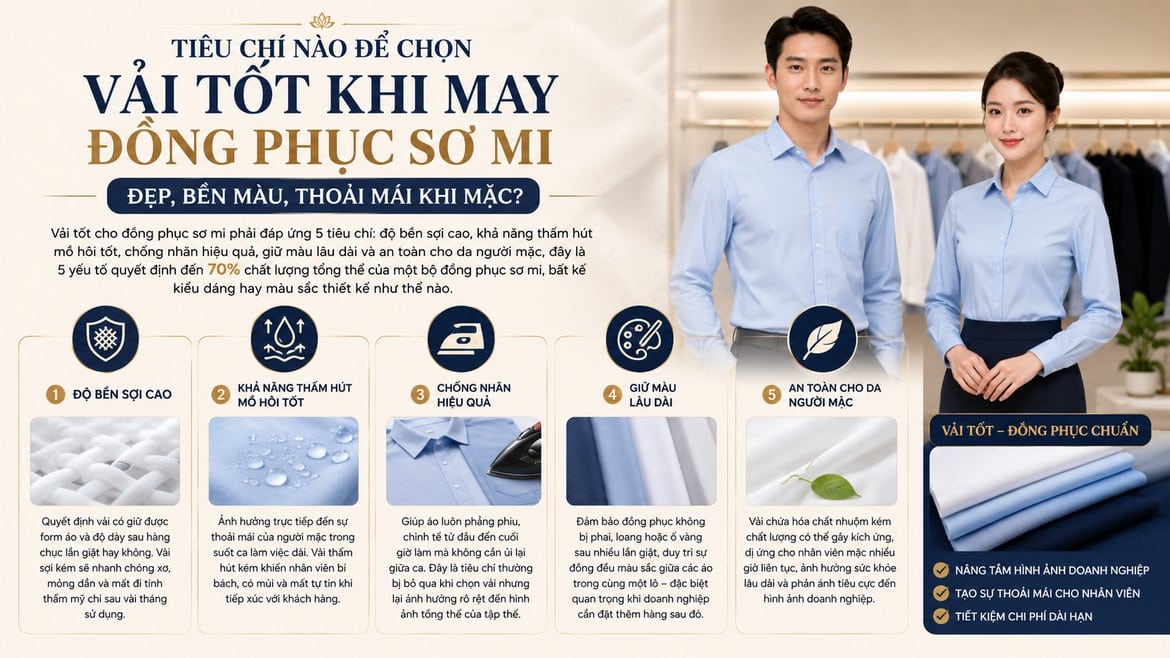 Tiêu Chí Nào Để Chọn Vải Tốt Khi May Đồng Phục Sơ Mi Đẹp, Bền Màu, Thoải Mái Khi Mặc?