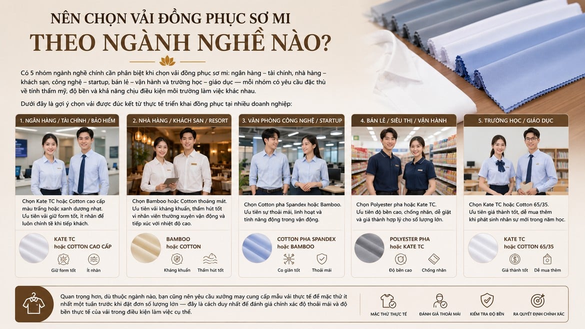 Nên Chọn Vải Đồng Phục Sơ Mi Theo Ngành Nghề Nào?