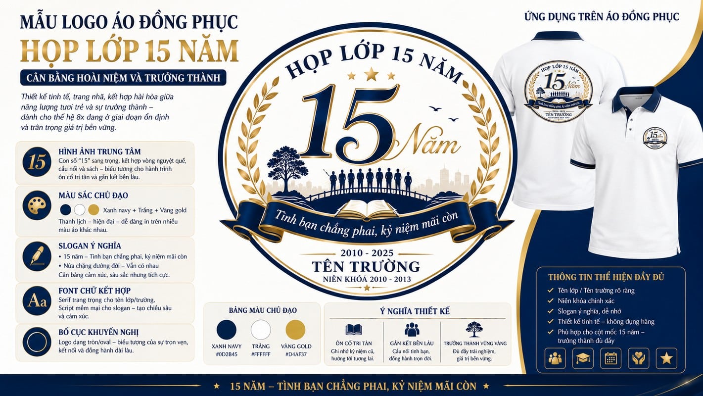 Minh họa logo áo họp lớp kỷ niệm 15 năm
