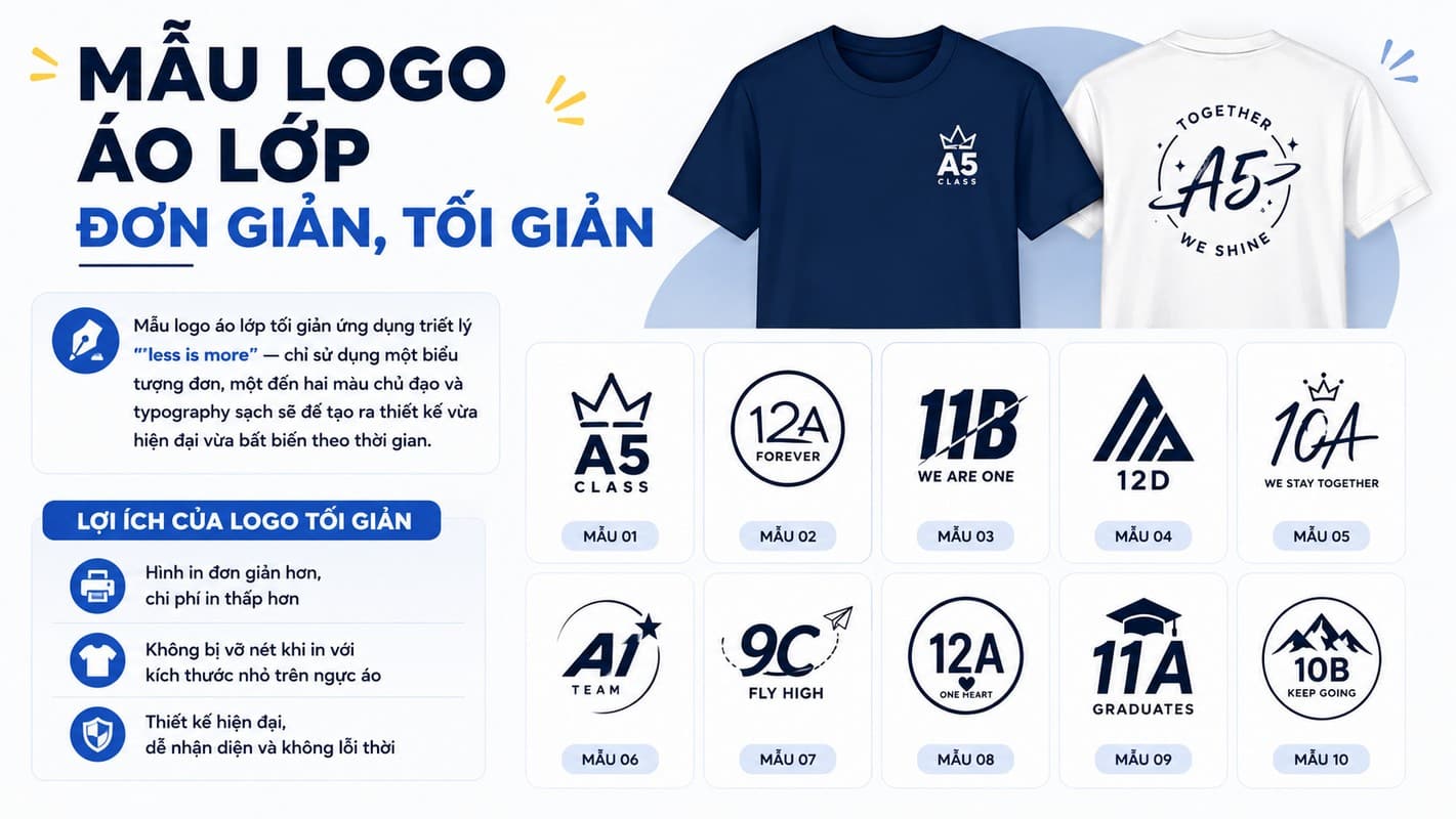 Minh họa logo áo lớp tối giản